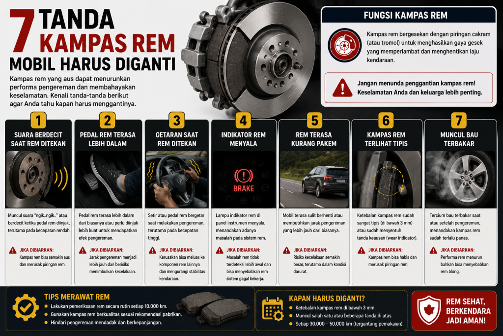 7 Tanda Kampas Rem Mobil Harus Diganti