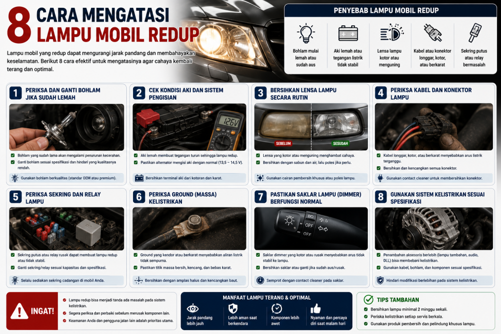 8 Cara Mengatasi Lampu Mobil Redup
