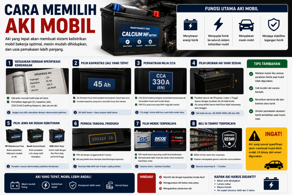 Cara Memilih Aki Mobil yang Tepat agar Tidak Salah Beli