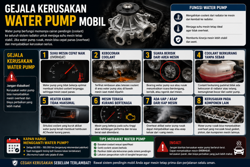 Gejala Kerusakan Water Pump Mobil yang Sering Diabaikan Pengemudi Gejala Kerusakan Water Pump Mobil yang Sering Diabaikan Pengemudi