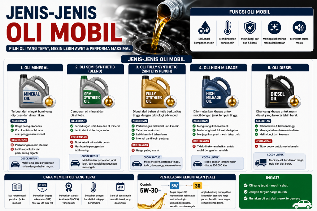 Jenis-Jenis Oli Mobil dan Cara Memilih yang Sesuai Mesin Jenis-Jenis Oli Mobil dan Cara Memilih yang Sesuai Mesin