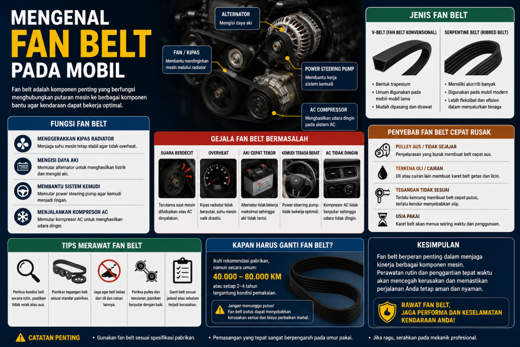 Fan Belt : Fungsi, Tanda Kerusakan, dan Cara Merawatnya