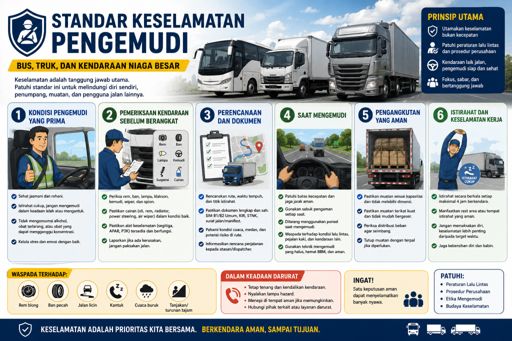 Standar Keselamatan Pengemudi Bus, Truk, dan Kendaraan Niaga Besar