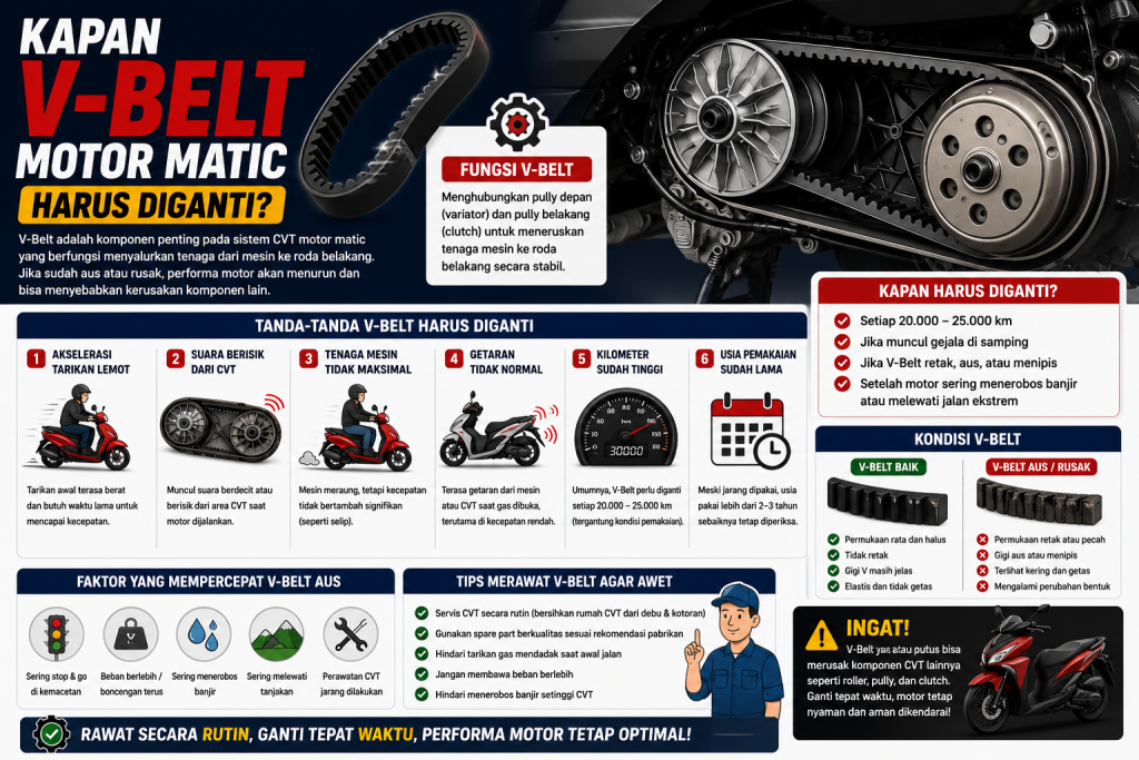 Kapan V-Belt Motor Matic Harus Diganti? Kapan V-Belt Motor Matic Harus Diganti?