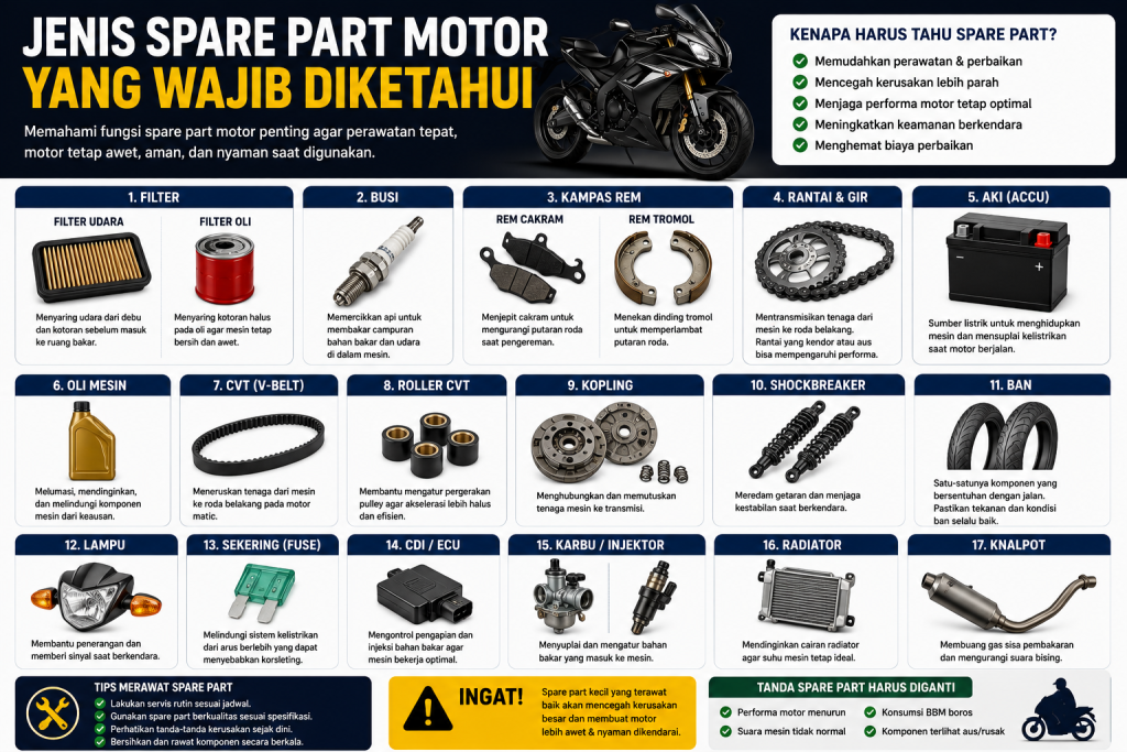 Spare Part Motor yang Wajib Diketahui Pengendara, Bukan Hanya Pemilik Spare Part Motor yang Wajib Diketahui Pengendara, Bukan Hanya Pemilik